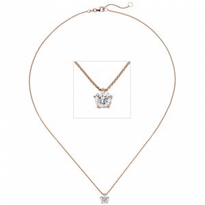 Collier Kette mit Anhänger 585 Rotgold 1 Diamant Brillant 1,0ct. 45cm