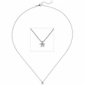 Collier Kette mit Anhänger 585 Weißgold 1 Diamant Brillant 0,25ct. 45cm