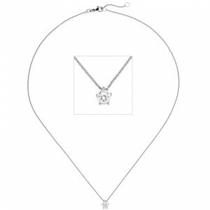 Collier Kette mit Anhänger 585 Weißgold 1 Diamant Brillant 0,50ct. 45cm