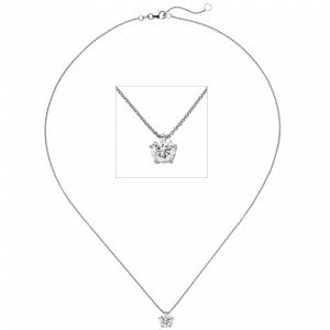 Collier Kette mit Anhänger 585 Weißgold 1 Diamant Brillant 1,0ct. 45cm