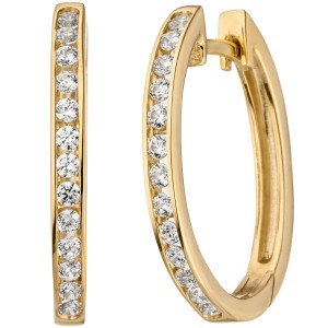 Creolen oval 375 Gelbgold 26 Zirkonia Ohrringe Goldcreolen Goldohrringe