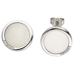 Ohrstecker 925er Sterlingsilber 2 Perlmutt Einlagen 10 Zirkonia Ohrringe