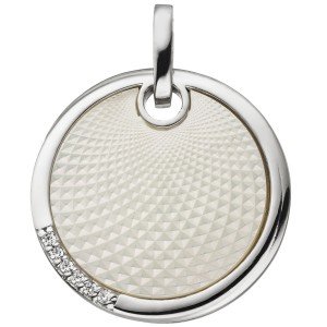 Anhänger 925 Sterlingsilber 6 Zirkonia 1 Perlmutt Einlage