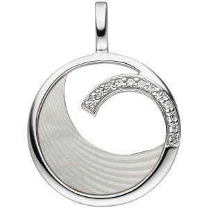 Anhänger 925 Sterlingsilber 12 Zirkonia 1 Perlmutt Einlage