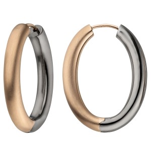 Creolen oval 925 Silber bicolor vergoldet Ohrringe
