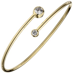 Armreif Armband 925er Sterling Silber gold vergoldet 2 Zirkonia