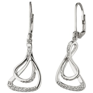 Ohrhänger 925er Sterling Silber 32 Zirkonia Ohrringe Boutons