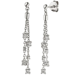 Ohrhänger 925er Sterling Silber 12 Zirkonia Ohrringe Ohrstecker
