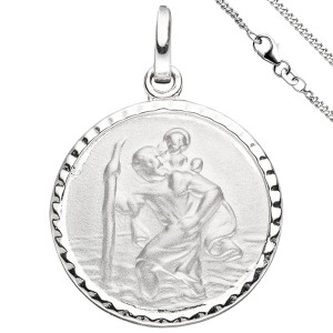 Anhänger Schutzpatron Christopherus 925 Sterlingsilber mit Kette 42cm
