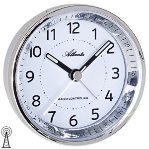 Wecker Funk Funkwecker silbern mit Licht Snooze