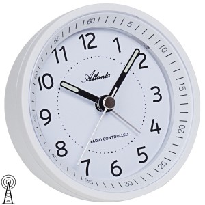 Wecker Funk Funkwecker weiß mit Licht Snooze