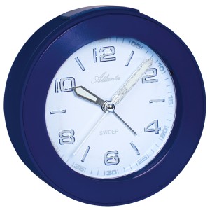 Wecker Quarz analog blau leise ohne Ticken mit Licht Snooze