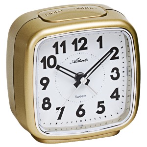 Wecker Quarz analog golden leise ohne Ticken mit Licht Snooze