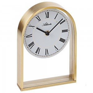 Stiluhr Tischuhr Quarz Metallrahmen golden mit Glas