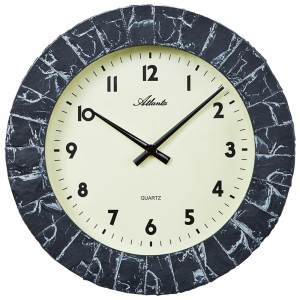 Wanduhr Quarz analog grau anthrazit Steinoptik