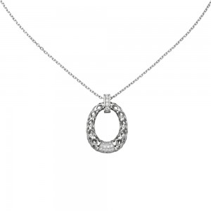 Collier 925 Sterlingsilber 24 Zirkonia 45cm Silberkette Karabiner