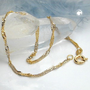 Armband 19cm Singapur bicolor 585 Gold