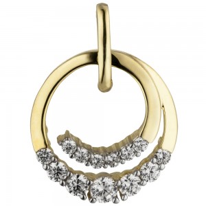 Anhänger rund 333 Gelbgold 13 Zirkonia Goldanhänger