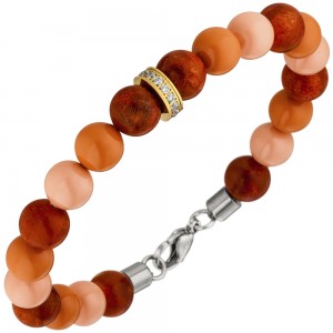 Armband mit SWAROVSKI® ELEMENTS und dunkelroten Kugeln 19cm