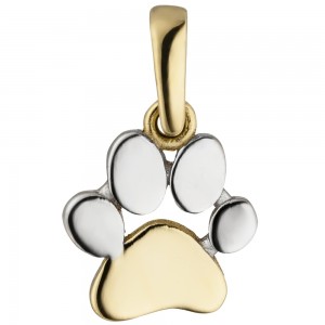 Anhänger Pfote 333 Gelbgold bicolor Goldanhänger