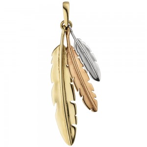Anhänger Federn 333 tricolor dreifarbig Goldanhänger