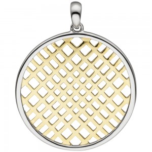Anhänger rund 925 Sterlingsilber bicolor vergoldet