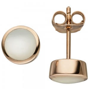 Ohrstecker 925 Sterlingsilber rotgold vergoldet 2 Perlmutt-Einlagen Ohrringe