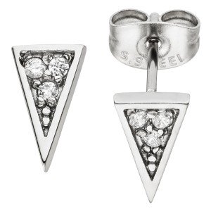 Ohrstecker Dreieck spitz Edelstahl Ohrringe 6 Kristalle