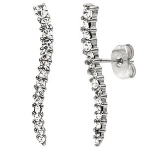 Ohrstecker Welle gewellt Edelstahl Ohrringe 30 Kristalle