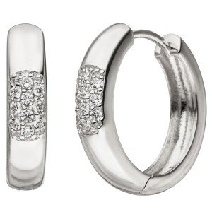 Creolen 925er Sterling Silber 20 Zirkonia Ohrringe