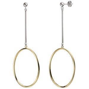Ohrhänger 925 Silber bicolor vergoldet Ohrringe Ohrstecker