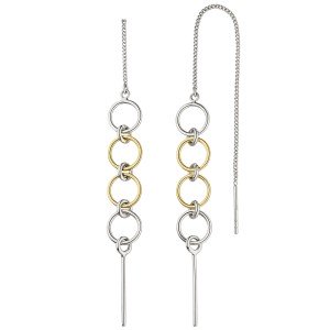 Durchzieh-Ohrhänger 925er Sterling Silber bicolor
