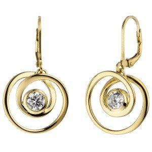 Ohrhänger 925er Sterling Silber gold vergoldet 2 Zirkonia Ohrringe Boutons