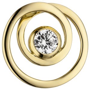 Anhänger rund 925er Sterling Silber gold vergoldet 1 Zirkonia