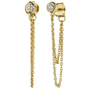 Ohrhänger 925er Sterling Silber gold vergoldet 2 Zirkonia Ohrringe Ohrstecker