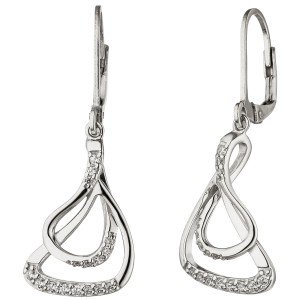 Ohrhänger 925er Sterling Silber 32 Zirkonia Ohrringe Boutons
