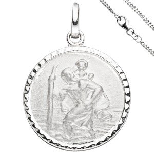 Anhänger Schutzpatron Christopherus 925 Sterlingsilber mit Kette 42cm