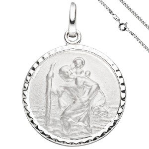Anhänger Schutzpatron Christopherus 925 Sterlingsilber mit Kette 50cm