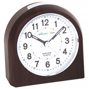 Wecker Quarz analog Holz-Optik nussbaum-farben