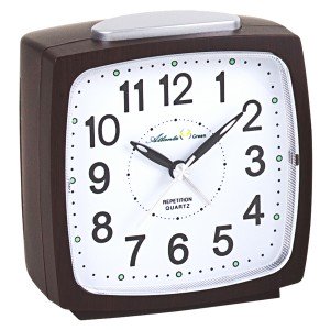 Wecker Quarz analog Holz-Optik nussbaum-farben