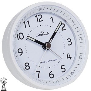 Wecker Funk Funkwecker weiß mit Licht Snooze