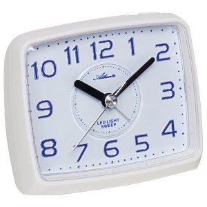 Wecker 1979/0 Quarz analog weiß leise ohne Ticken mit Licht Snooze
