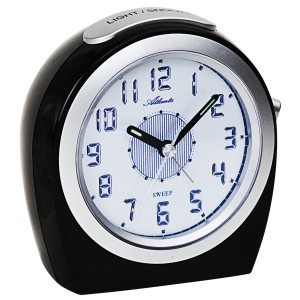 Wecker Quarz analog schwarz leise ohne Ticken mit Licht Snooze