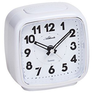 Wecker 1978/0 Quarz analog weiß leise ohne Ticken mit Licht Snooze