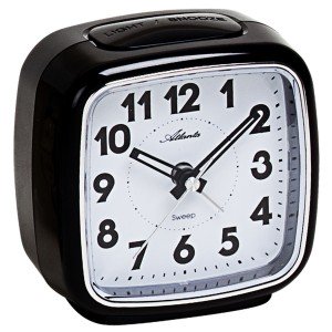 Wecker Quarz analog schwarz leise ohne Ticken mit Licht Snooze