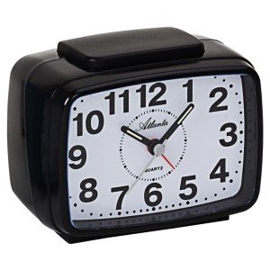 Wecker Quarz analog schwarz leise ohne Ticken mit Licht Snooze