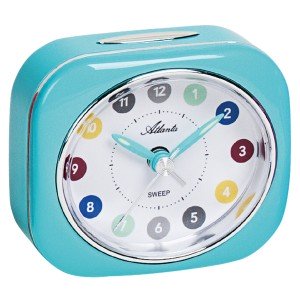 Wecker für Kinder Quarz analog Kinderwecker türkis leise Snooze