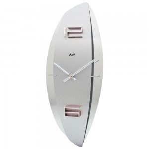 AMS 9602 Wanduhr Quarz analog silbern mit Aluminium-Auflage