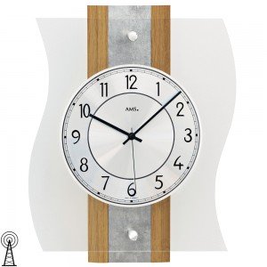 AMS 5537 Wanduhr Funk Funkwanduhr analog eiche farben