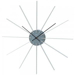AMS 9596 Wanduhr Quarz analog grau mit Aluminium kombiniert